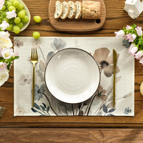 Artoid Mode brown-poppy floral leaves placemat adds seasonal table decor.