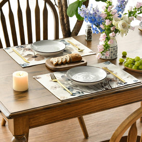 Artoid Mode 12x18 placemat featuring brown poppy leaves for elegant tables.