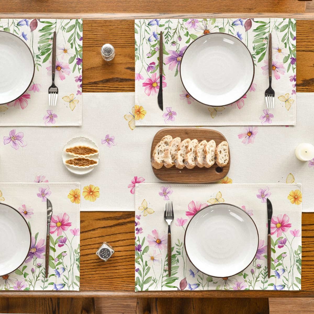 Artoid Mode Floral Butterfly placemats suit indoor and outdoor dining.