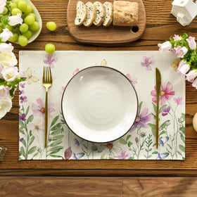 Artoid Mode Floral Butterfly placemats protect surfaces from spills during meals.