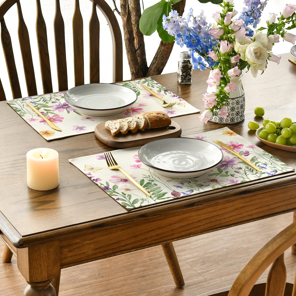 Artoid Mode Floral Butterfly placemats add spring color to casual gatherings.