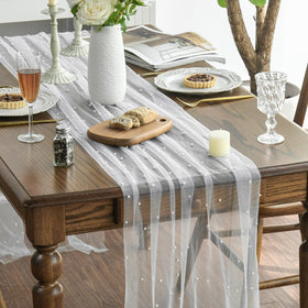 This 28 x 120 inch runner fits long tables for cohesive party setups with six runners.