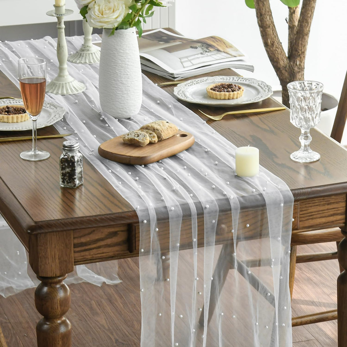Artoid Mode pearl gauze table runner vibrant colors for festive occasions