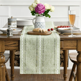 Artoid Mode Sage Green hollow-out design highlight on table runner