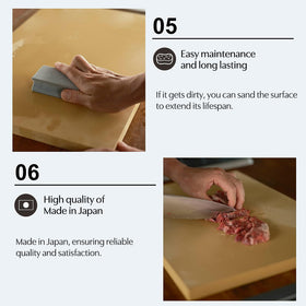 Asahi Cookin Cut rubber cutting board durability closeup highlights long-lasting material.