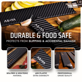 Asaya soft felt lining cushions blades for gentle storage protection.