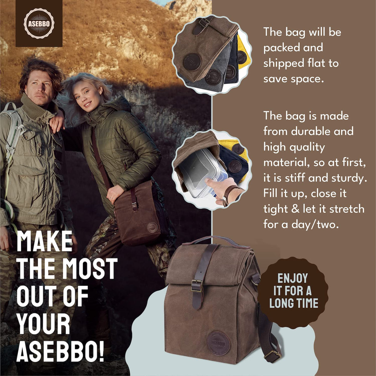 ASEBBO versatile lunch tote for work, school, or weekend picnics.