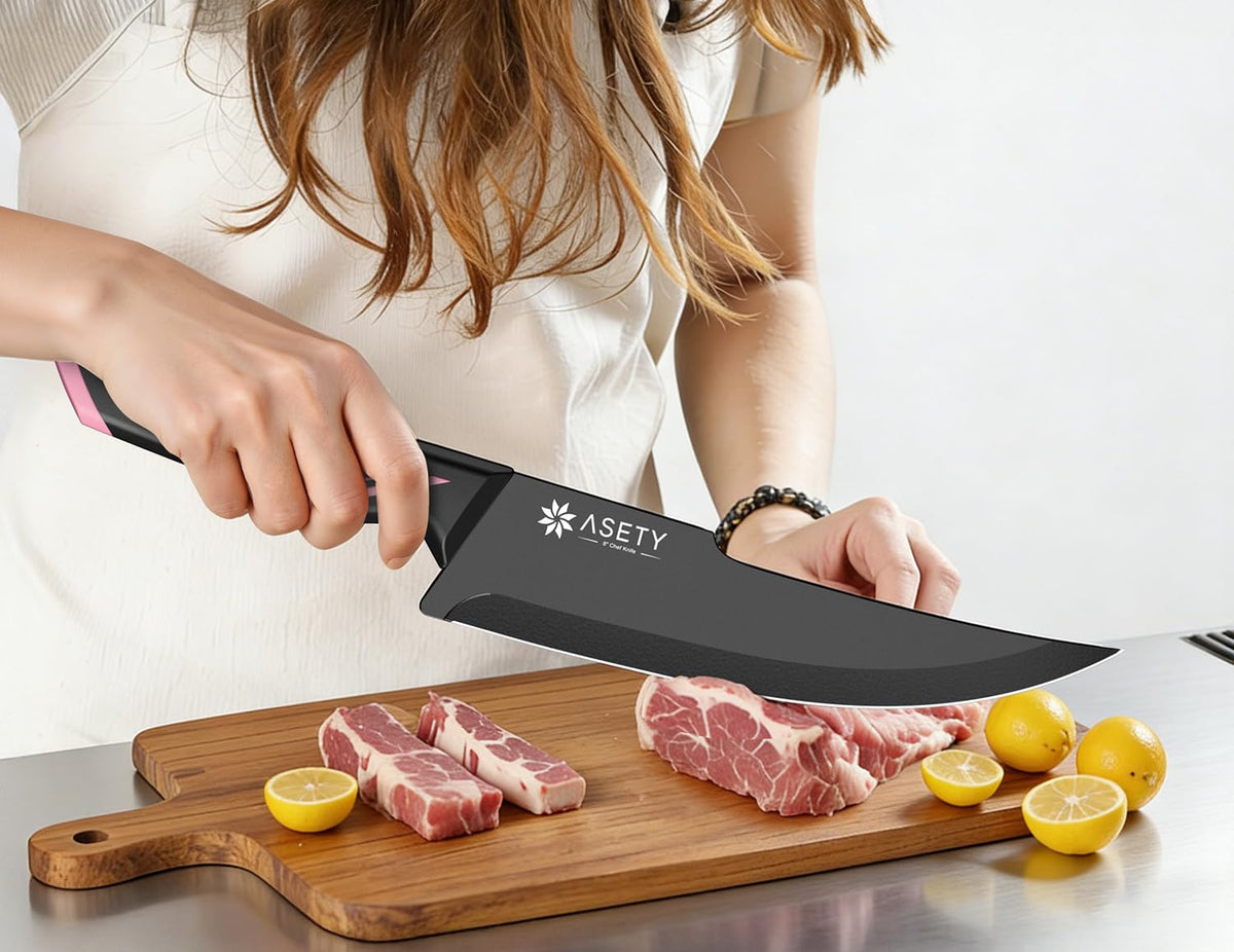 ASETY knife block with built-in sharpener keeping blades ready for precise cuts