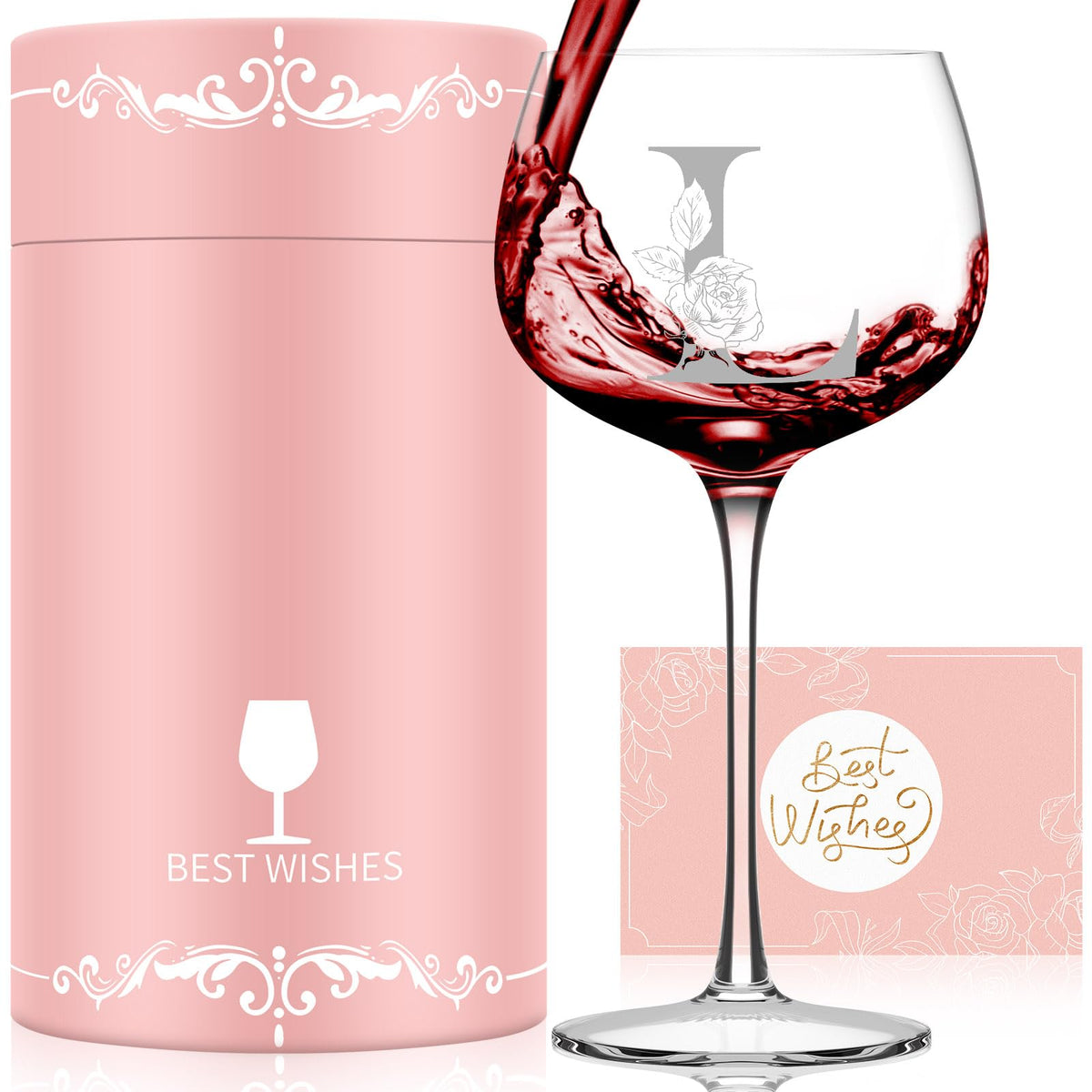 Astonlink initials A-Z monogram wine glass, personalized keepsake for Mother's Day