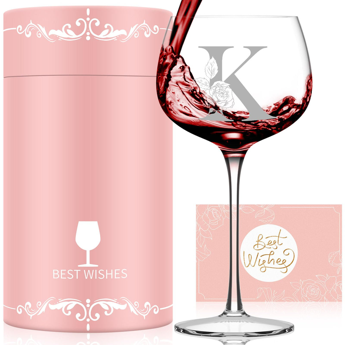 Astonlink monogram wine glass with initial A, perfect for a personalized birthday gift.