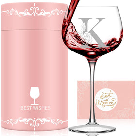 Astonlink monogram wine glass with initial A, perfect for a personalized birthday gift.