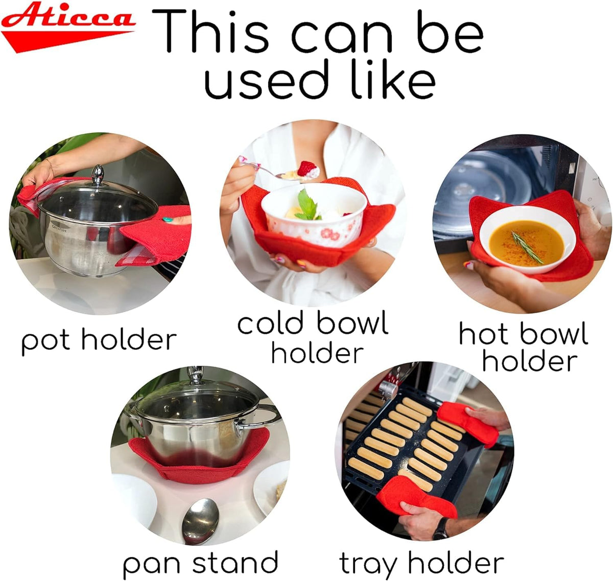 Aticca microwave bowl cozy pack of 4 highlights versatile set for family meals.