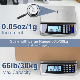 Atogou 66lb scale 304 stainless steel platform for safe food contact and easy cleaning.