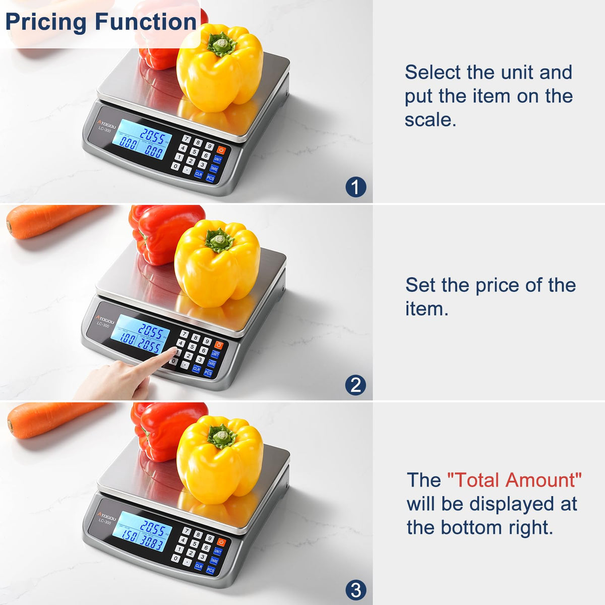 Atogou 66lb scale full-view LCD display for quick reading.