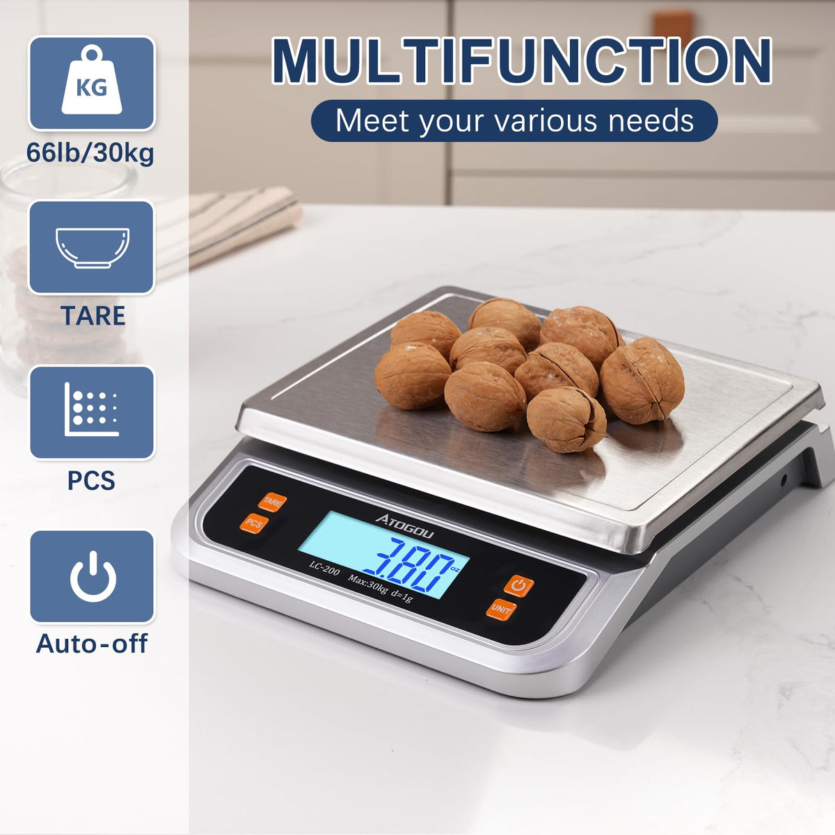 Atogou 88lb food scale durable build designed for commercial or home use