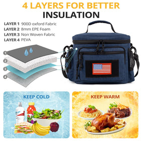 ATRIPACK lunch box blue back view with rear attachment compatibility