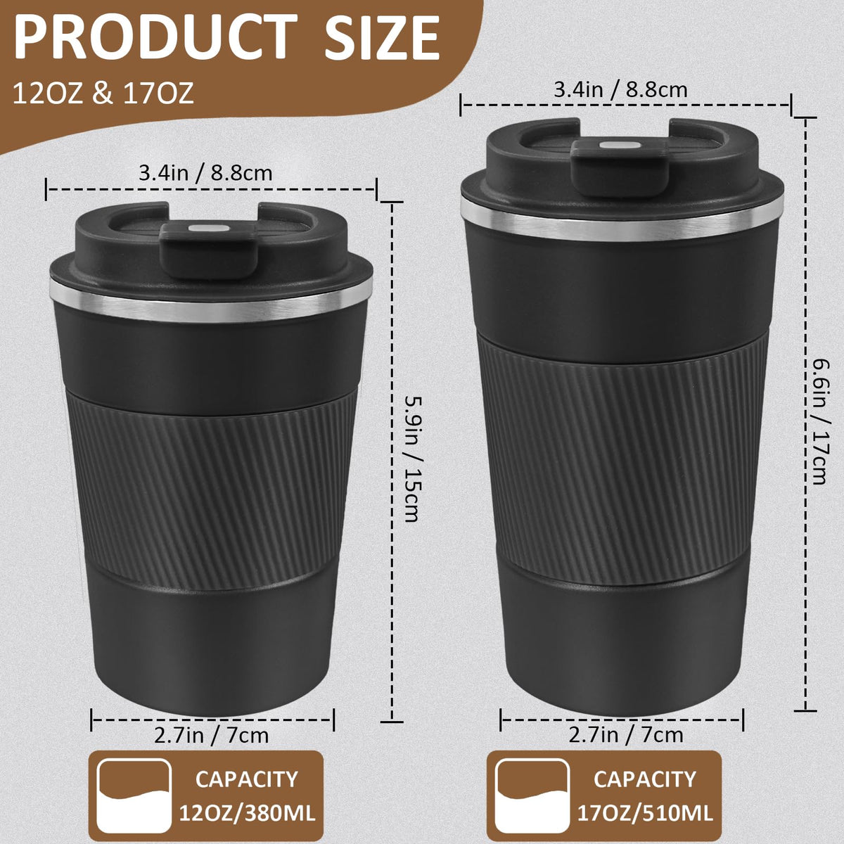 ATZNZIK 12oz travel mug with leakproof lid and silicone seal