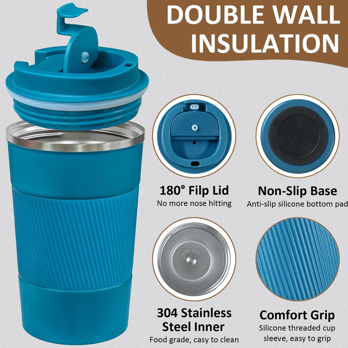 ATZNZIK 17oz insulated mug for larger beverages and extended warmth
