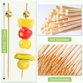 ATZNZIK bamboo appetizer picks are sturdy and smooth for seamless presentation.