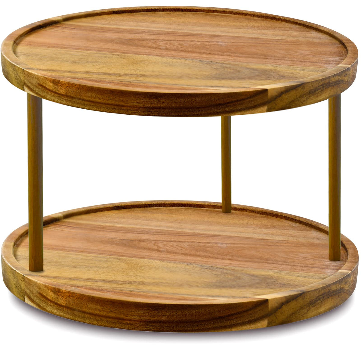 AUAM 14-inch two-tier lazy Susan top view with 360° rotation for easy access