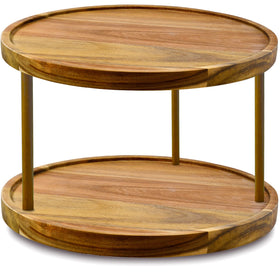 AUAM 14-inch two-tier lazy Susan top view with 360° rotation for easy access