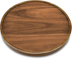 AUAM acacia wood lazy susan closeup highlighting durable craftsmanship and natural grain