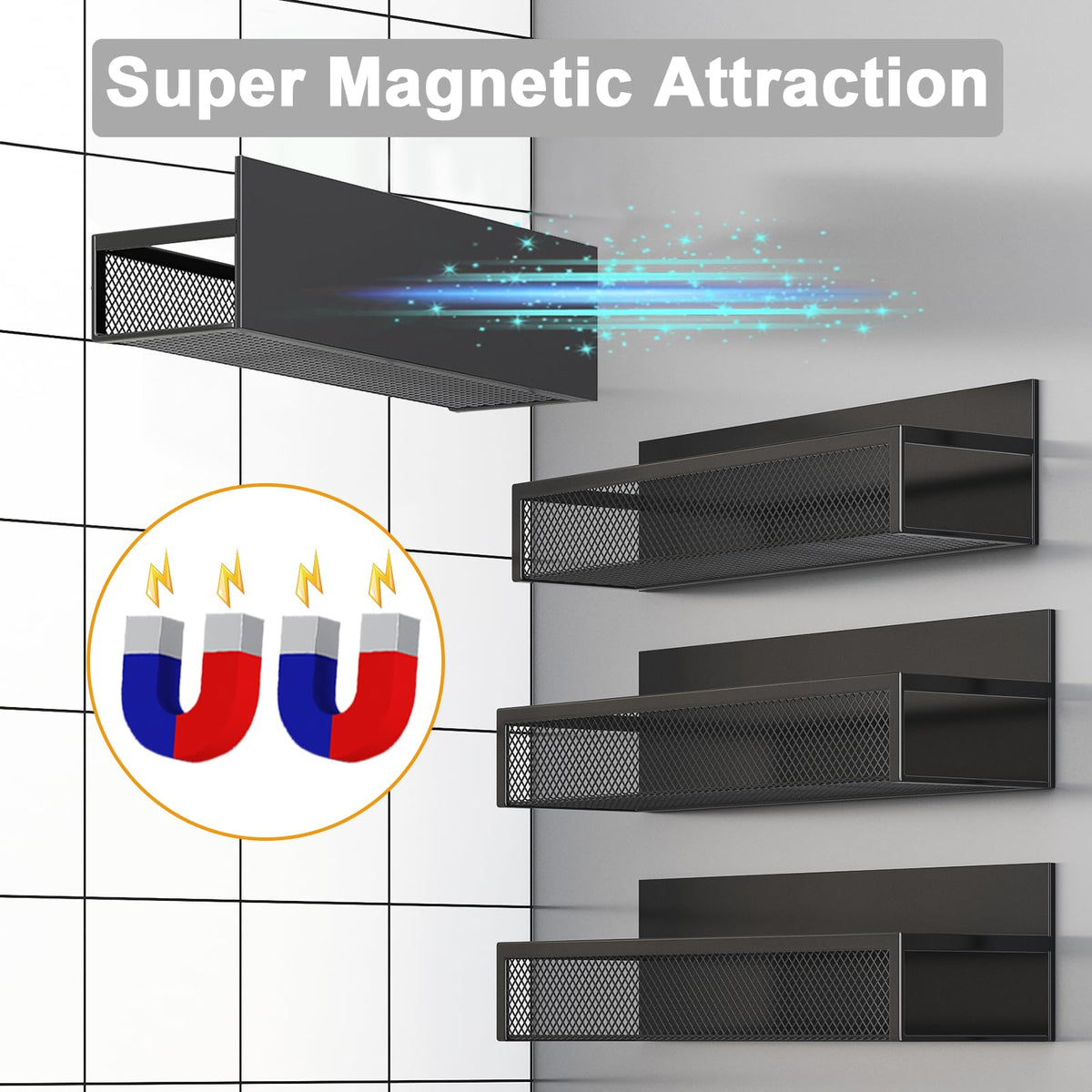 Aufworld strong magnetic hold keeps shelves secure on fridge sides during daily use.