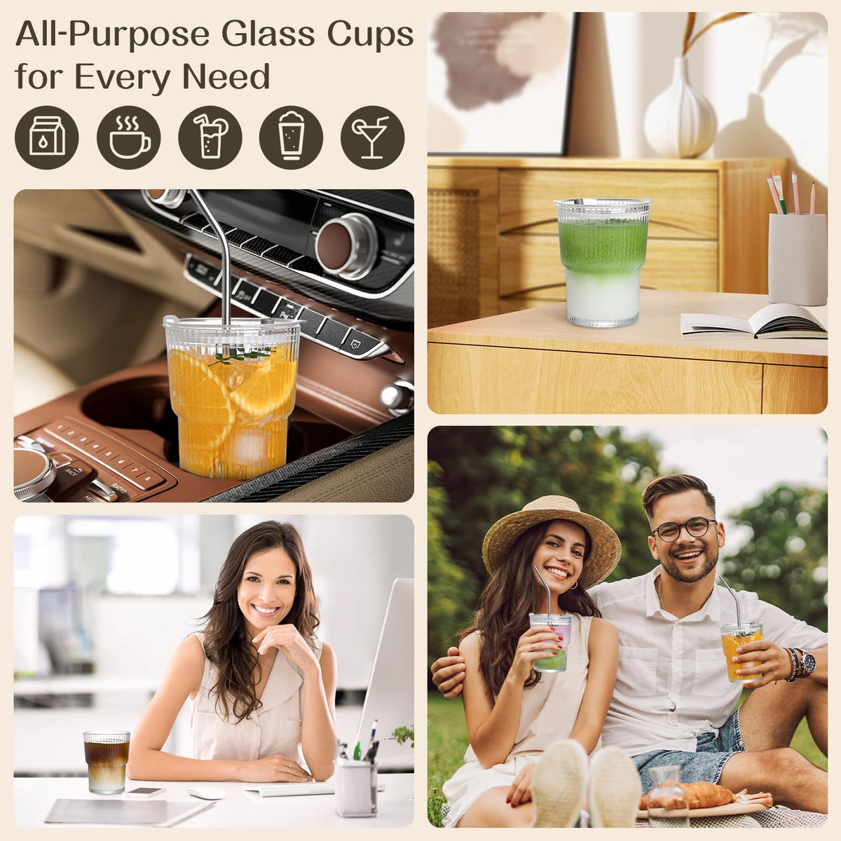 AUFXKOO dishwasher safe glass cups for easy cleaning