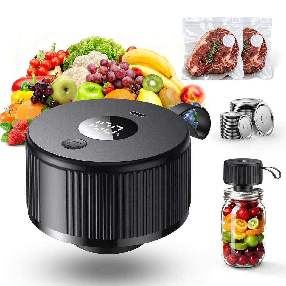 Auletor electric Mason jar vacuum sealer sealing a wide-mouth jar for fresh storage