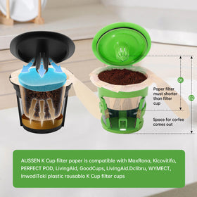 Aussen biodegradable coffee filter offers eco-friendly disposal after use.