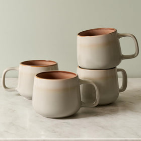 Ava Nord large ceramic coffee mugs four-pack with 16 oz capacity in Sage Ash