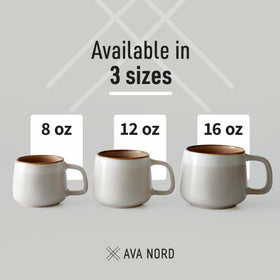 Stackable Ava Nord coffee mugs saved for compact kitchen storage