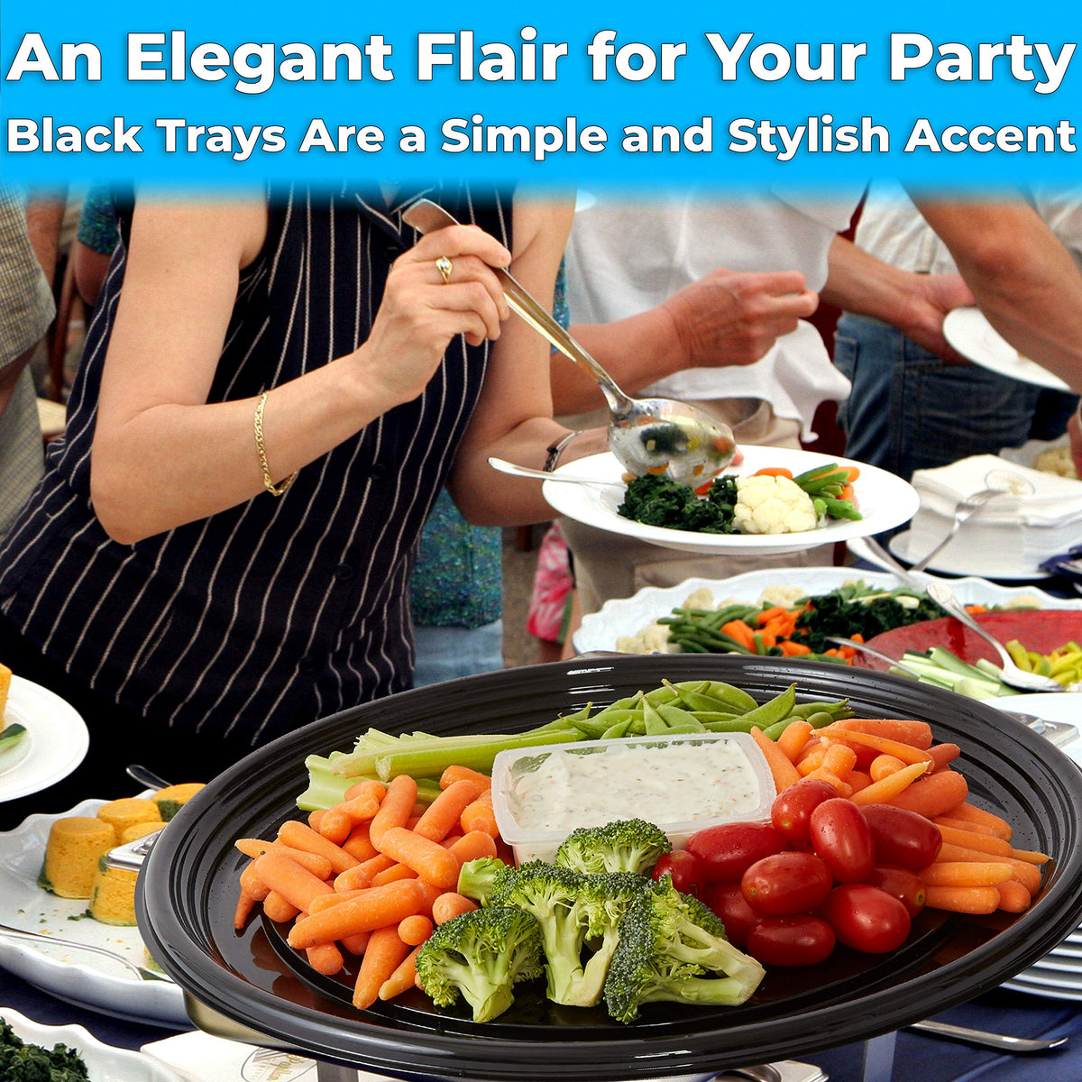 Avant Grub BPA-free recyclable plastic trays offer safe, eco-friendly event serving.