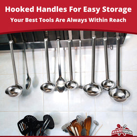 Avant Grub long-handle storage image highlights easy hanging for quick access.