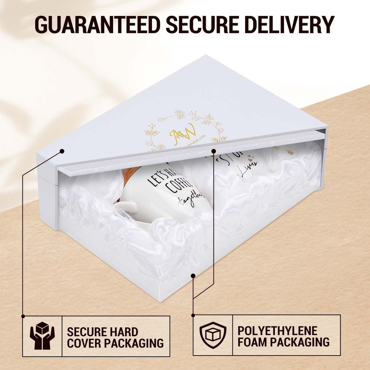 AW BRIDAL premium white gift box packaging for mugs