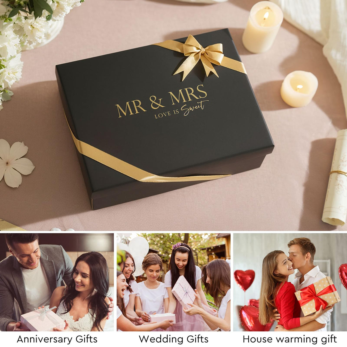 The AW BRIDAL script decal detail on Mr & Mrs glass adds a refined touch for wedding photography.