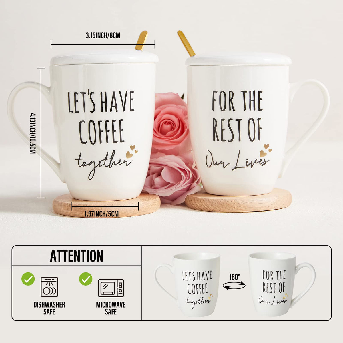Wooden coasters included with AW BRIDAL mugs