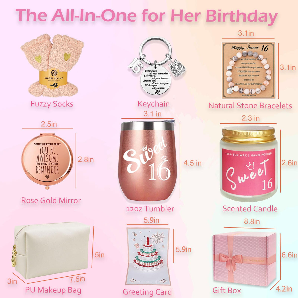 Awfrky Sweet 16 bracelet; elegant rose‑gold design adds a stylish touch to her gift.