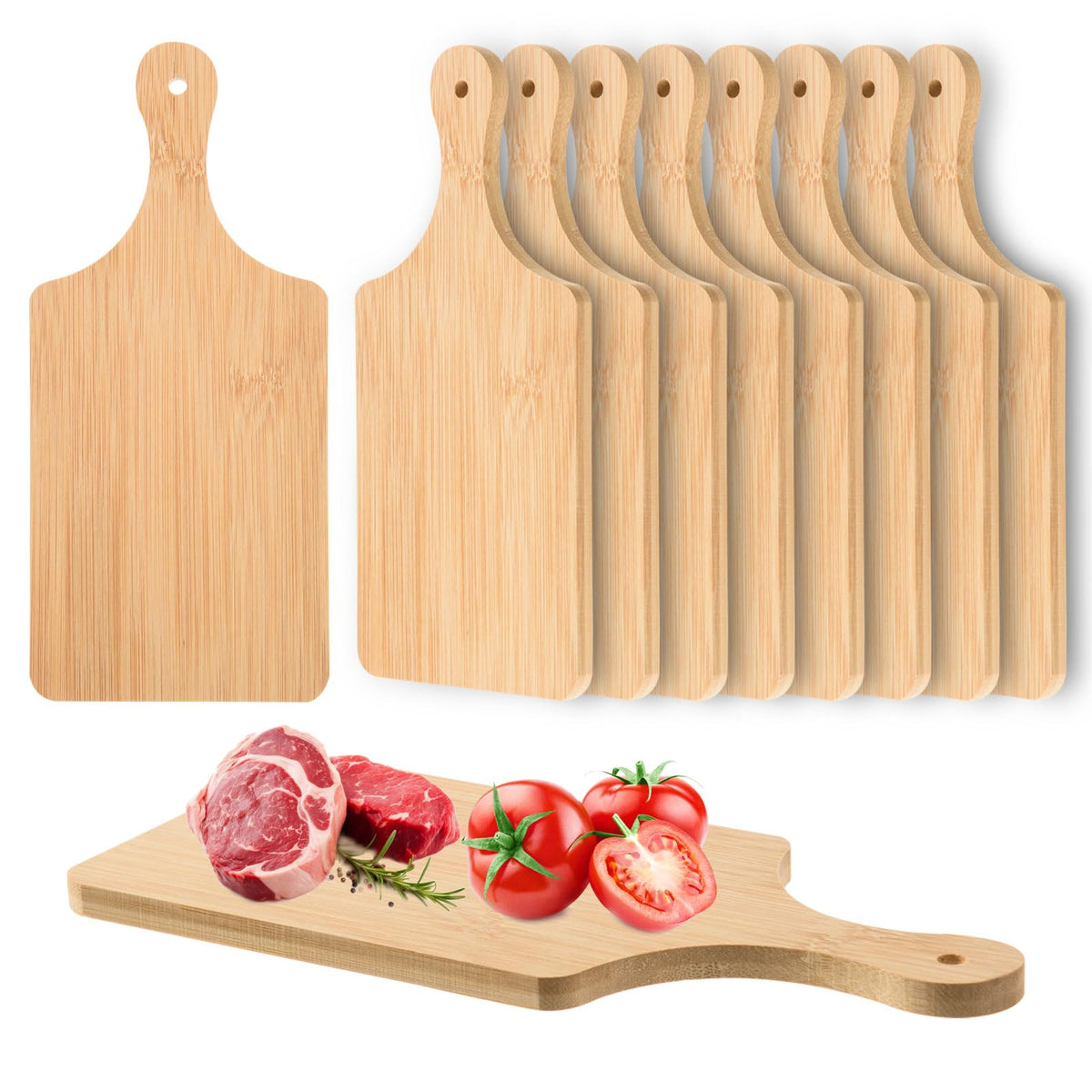 AWIZOM bamboo cutting board 11x5 inch with handle for easy grip and hanging storage