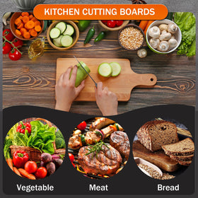 AWIZOM bamboo board with durable thickness for cutting and serving.