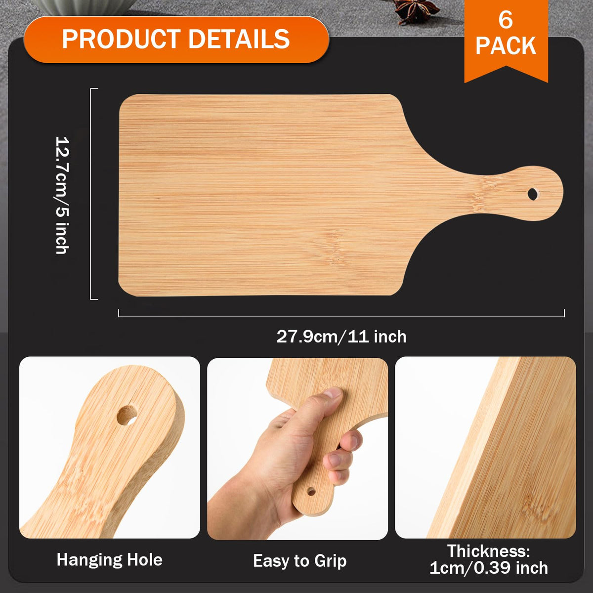 AWIZOM bamboo serving board 11x5 inch ideal for cheeses, breads, and charcuterie