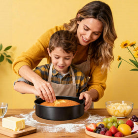 AWTBDP fixed bottom round cake pan design prevents leaks.