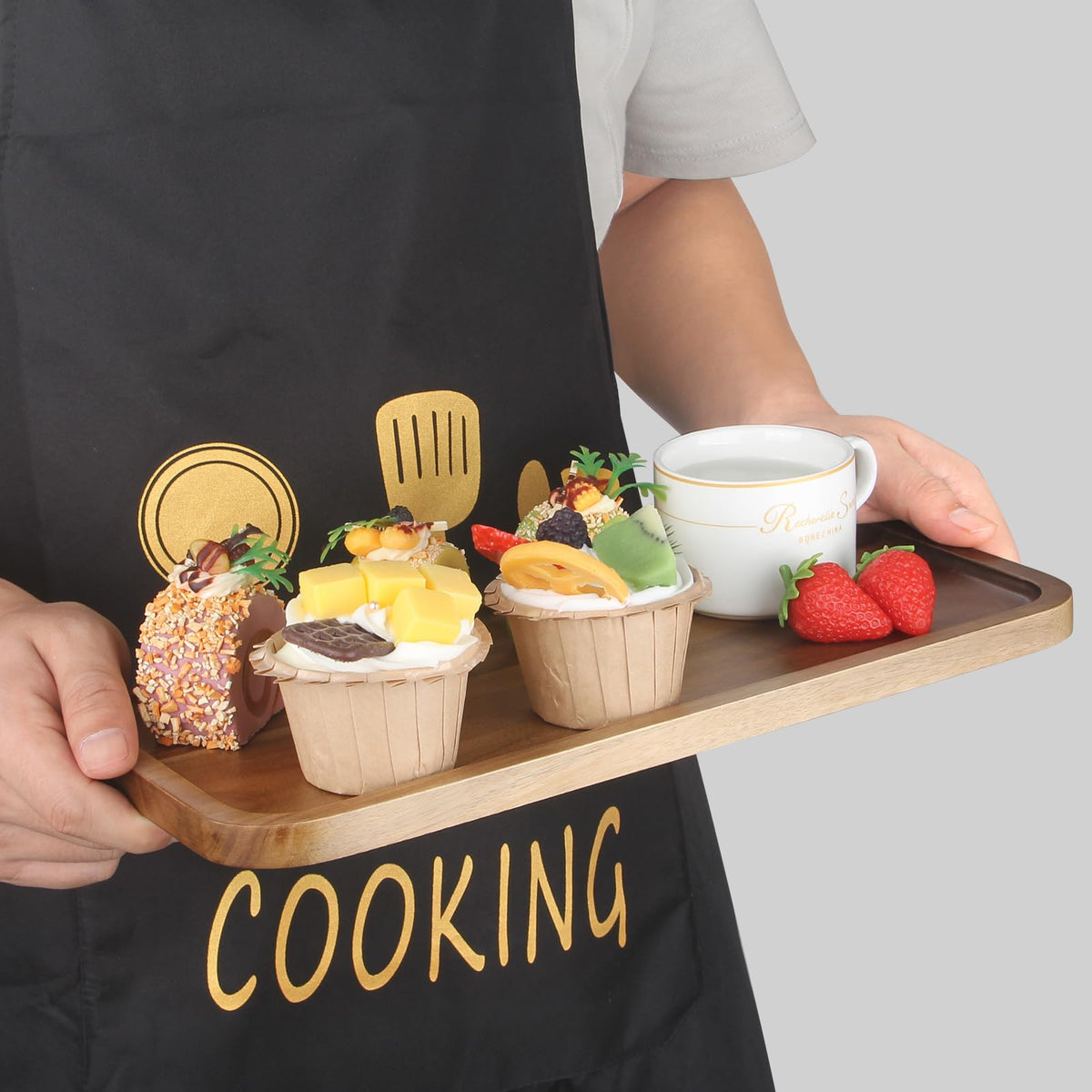 Ayiaren 14x6 board keeps foods organized, corralling sauces and dips neatly.