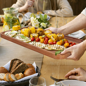 Ayiaren rustic farmhouse finish tray adds warm decor and practical food service.