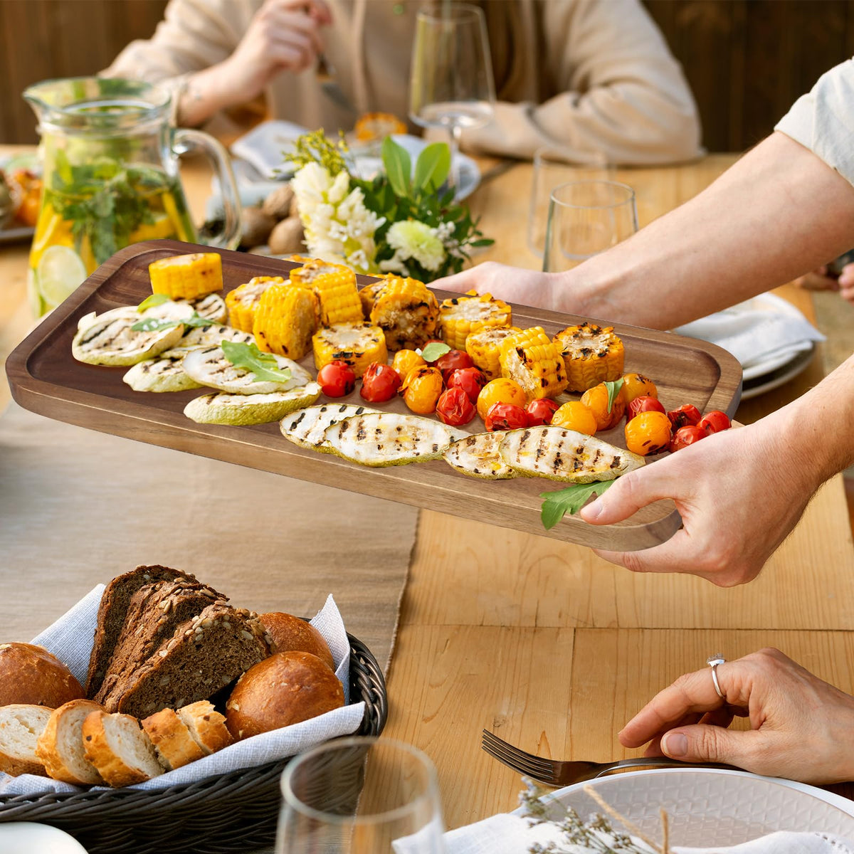 Ayiaren rustic farmhouse tray adds classic charm to any table setting.