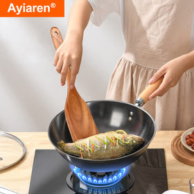 Ayiaren teak paddle spatula perfect for batter and scooping