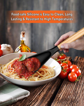 Badiano spoon's heat-resistant silicone head withstands high temperatures for versatile cooking.