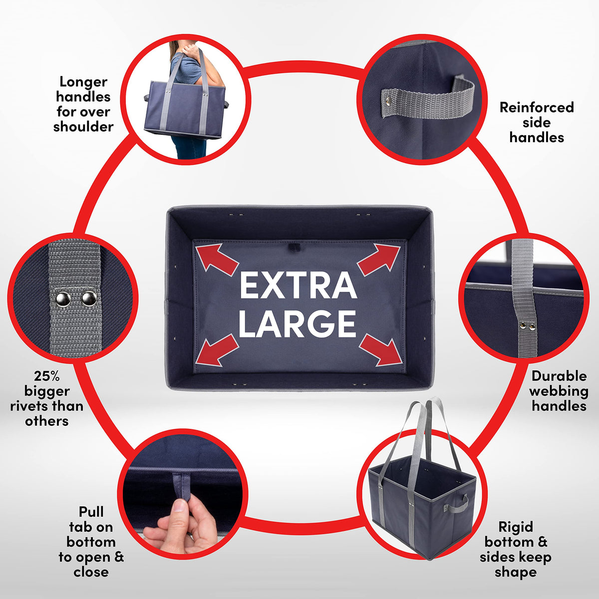 BAG-THAT! fold-flat design stores compactly in trunk or pantry.