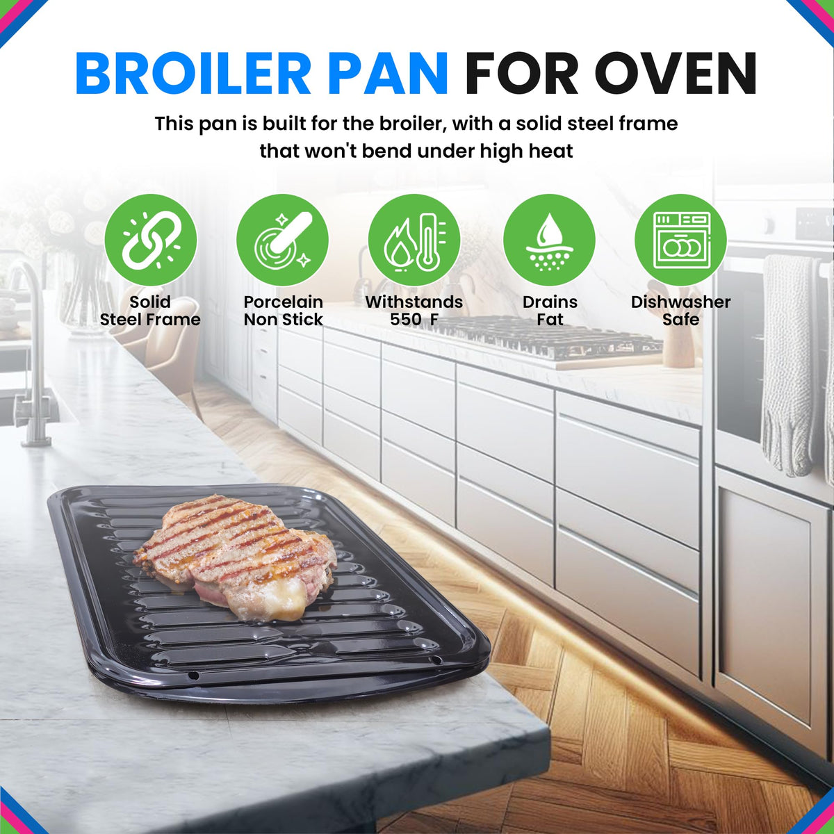 Bagean broiler pan porcelain coating delivers durable nonstick under high heat.