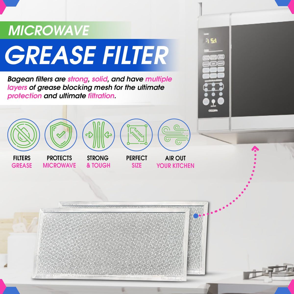 Bagean grease-screen preview demonstrates thicker construction for durable performance.
